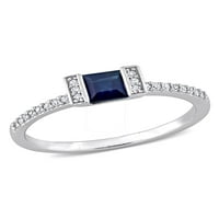 Carat T. G. W. plavi safir i karat T. W. dijamant 14kt koktel prsten od bijelog zlata