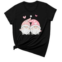 Dnevne košulje za Valentinovo za žene kratki rukav majica Slatka gnu valentinski grafički tisak parovi modna dukserica Crewneck Pulover Womens Compy bluza crna xxl