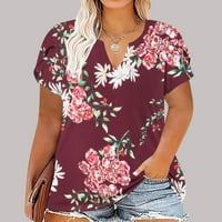 Ženski trendi Plus Veličina labavi vrhovi klirens moda ljetna prodaja latice rukav majice V vrat pulover