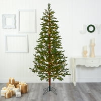 Skoro prirodno zeleno 7,5 'ukrašeno božićno drvce sa jasnim prelitnim LED svjetlima