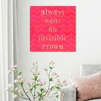 Wynwood Studio tipografija i Citati zid Art platnene grafike 'Invisible Crown' modni Citati i izreke -