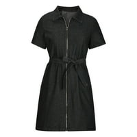 Tanka Mini traper haljina za žene klirens jednobojna vezica sa kratkim rukavima Odjeća ljetna plaža Retro