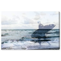 Wynwood Studio Nautical and Coastal Wall Art Canvas Prints 'Surfing Wanderer' Nautical Sports - plava, bijela