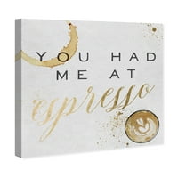 Tipografija avenije piste i Citati grafike na zidnom umjetničkom platnu 'Imao si me u Espresso zlatu' smiješni Citati i izreke - smeđa, bijela