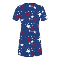 Dianli Womens Trendy Dan nezavisnosti USA Dress zastava za zastavu Kratki rukav Okrugli vrat Tanki struk Prevelike haljine 4. jula Ljetni odmor Mini sandress plavi XL