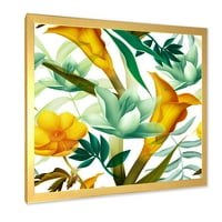 Designart' žuto cvijeće i tropsko lišće III ' moderni uokvireni umjetnički Print