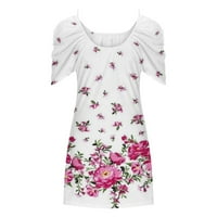 Haljine za žene Plus veličina kratki rukav štampanje cvjetni uzorak haljina okrugli vrat hladno rame Maxi