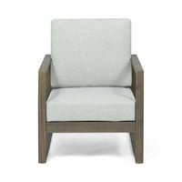 Muad vanjski akacia drvna klupska stolica sa jastucima, set od 2, sivom i svijetlom sivom bojom