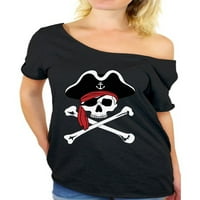 Neugodne stilove Jolly Roger lobanje s ramena košulja ženska gusarska lubanja prevelika majica na dan