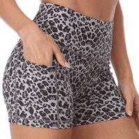 Joga kratke hlače za žene sa džepovima, vježba visokog struka Atletic Cheetah kratke hlače crni leopard