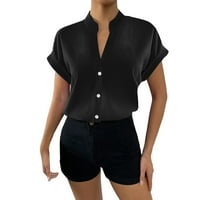 Kravate donje košulje za žene ženske okrugle vratne majice žene modni čvrsti Casual button Shirt Stand