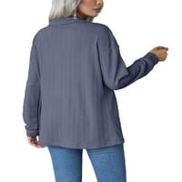 Noilla ženski pulover jednobojna Polo majica V vrat pleteni vrhovi ženski labavi džemper gornji Dugi rukav