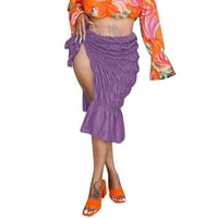 Ženska Ležerna suknja sa čvrstim čvorom spoj nepravilna suknja Split hem suknja 50s pudlica suknja za
