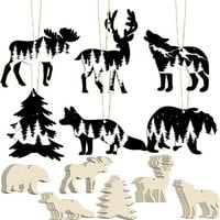 Deyuer Set Ornament za drvenu ivericu bez bora stilski dekor ekološki prihvatljivi divlje šumske životinje