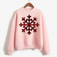 Božić ženske Tops Cartoon Print casual pulover duks sa visokim izrezom. Hot8sl4869750