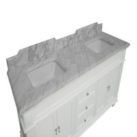Elizabeth 72 Dvokrevetna kupaonica ispraznost sa bijelim ormarom i Carrara mramorom top