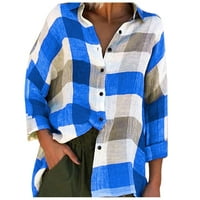 Puntoco ženski Dugi rukav Plus Veličina klirens, ženska labava bluza sa štampom sa dugim rukavima plava