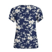 Bazyrey Womens V-izrez na vrhu ženske kratkih rukava cvjetna bluza modne tuničke majice plava m