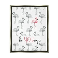 Stupell Be Younique Pink Flamingo Životinje I Insekti Slikarstvo Siva Plutač Uokvirena Art Print Wall