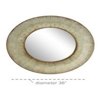 Decmode probijeno zlato Metal veliko, okruglo zidno ogledalo s eklektičnim dizajnom kruga, 36 36