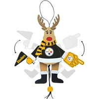 Topperscot by Boelter Brands NFL drveni navijanje Reindeer Ornament, Pittsburgh Steelers