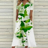 Ženski sarafani za ljetne Ležerne ženske haljine plisirani Fit & Flare vjenčanica zelena 3xl
