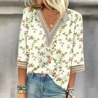 Mlqidk rukav košulje za žene Dressy bluze za žene Casual grafički Print trendi vrhovi pola rukava cvjetni