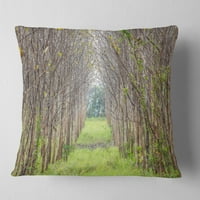 Designart put kroz jesensko zeleno drveće - jastuk za bacanje pejzažne fotografije-18x18