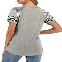 Ženska majica s kratkim rukavima u okruglom vratu Majica Casual Okrugli vrat Boja blok Tunika Bluza Patchwork