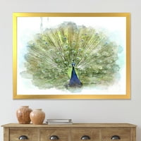 Designart' Dancing Peacock Bird ' Tradicionalni Uokvireni Umjetnički Print