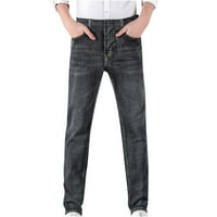ShomPort muške tanke pantalone sa ravnim nogama, modni jednobojni stretch Jean sa džepom