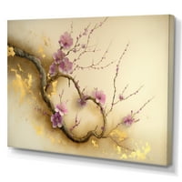 Designart Pink and Plum Cherry Blossom Branch VI canvas Wall Art