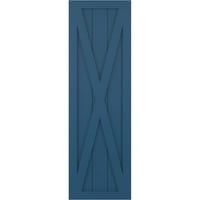 Ekena Millwork 12 W 32 H True Fit PVC Jednostruka X-ploča seoska kuća sa fiksnim nosačem, boravak plava