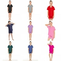 Esho Summer Kids Boys Girls Modal Kratki Rukav Pidžama Set Button Down Bluza + Pantalone Sleepwear Loungewear