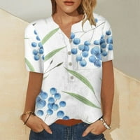Ženski ljetni vrhovi modni štampani uzorak dugme nadole grudi džep kratki rukav košulja bluza 4xl