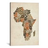 Icancas tipografija karta Afrike Galerija Wrapped Canvas Art Print Michael Tompsett