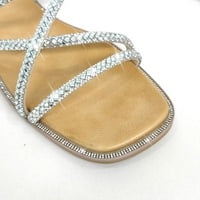 Erocalli ženske ravne cipele sandale Sparkle Crystals Slides Leisure udobne cipele za šetnju Srebrna Veličina