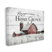 Stupell Home Décor Happiness Is Home Grown Farm Rustic Red grey Word Design Canvas Wall Art by the Saturday