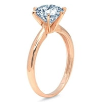 0. CT sjajan okrugli rez Clear Simulirani dijamant 18K ružičasto zlato pasijans prsten sz 7