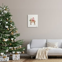 Stupell Industries Santa Claus Gnome Reindeer Holiday Stars painting Gallery Wrapped Canvas Print Wall