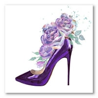 Dizajnerska 'ružičaste ljubičaste ruže sa tamno ljubičastom stiletto cipelom' Tradicionalna platna zidna