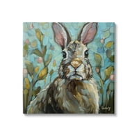 Stupell Rabbit Portret Botanički cvjeta životinje i insekti Galerija slikanje zamotane platno Print Wall