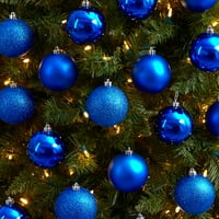 Gotovo Prirodne Plave Plastike Holiday Božić 3 Shatterproof Ukras Set, Računati