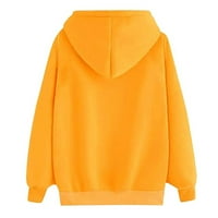 Knosfe ženska duga dukserica Dugi rukav srce žene Plus veličina prevelika dukserica s kapuljačom džepni ženski zimski pulover vezica aktivna Odjeća žuta XL