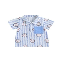 Frobukio Toddler Kids Boy Majica Casual Revel Baseball Stripe majica za ispis ljetnih kratkih rukava