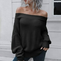 Simplmasygeni ženski Casual džemperi dugih rukava Clearance pulover džemper bez ramena labav i zimski