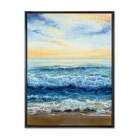 Okeanski talasi na izlasku sunca Umklameno slikanje Platno Art Print