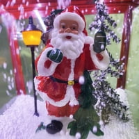 Božić 74-In. Dual-Lantern muzička Snježna ulična lampa sa Djedom Mrazom i Božićnom Jelkom