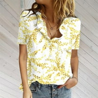 Plus size Tops for Women ženski V-izrez kratki rukav grafički printovi ženske bluze široke košulje za