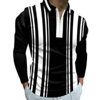 Hanas modni muški vrhovi muški rever Dugi rukav štampani Casual Top labavi sportski rever košulja Crni